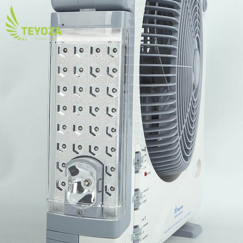 Teyoza 12Inch Rechargeable usb Table Solar fan with LED Light Battery MP3 FM radio