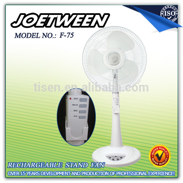 Family rechargeable standing battery fan  16 inch rechargeable AC/DC operated fan with led light