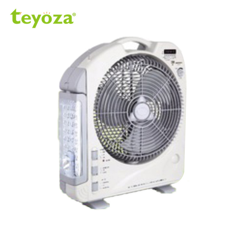 12inch Family Rechargeable Fan With Search Light Blinker Rotatable Lighting Box