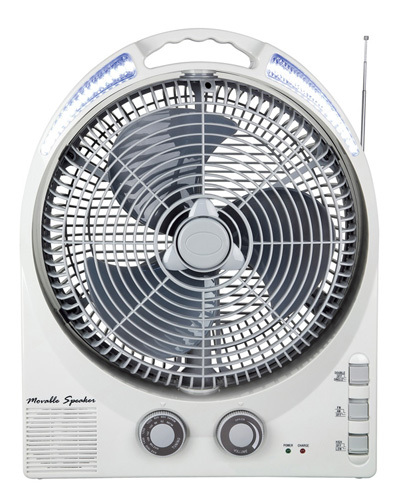 12 Inch Solar Rechargeable Emergency Box Fan with LED Lamp & Radio
