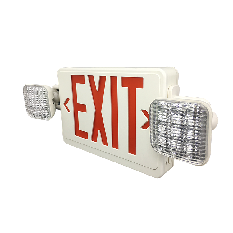 Round Emergency Battery Backup Lighted Operated Double Sided Led Dual Head Light Exit Sign