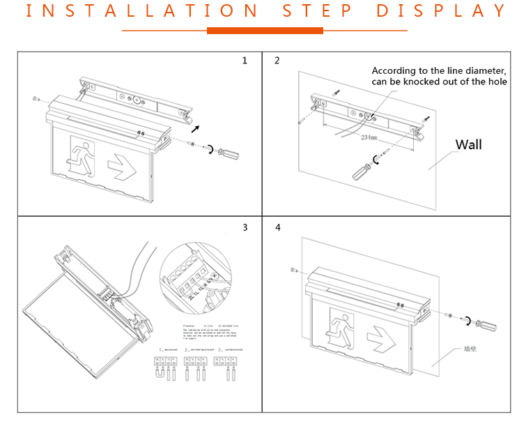 Double Sided Outdoor Led Side Acrylic Hanging Emergency aluminum Frame Exit Sign