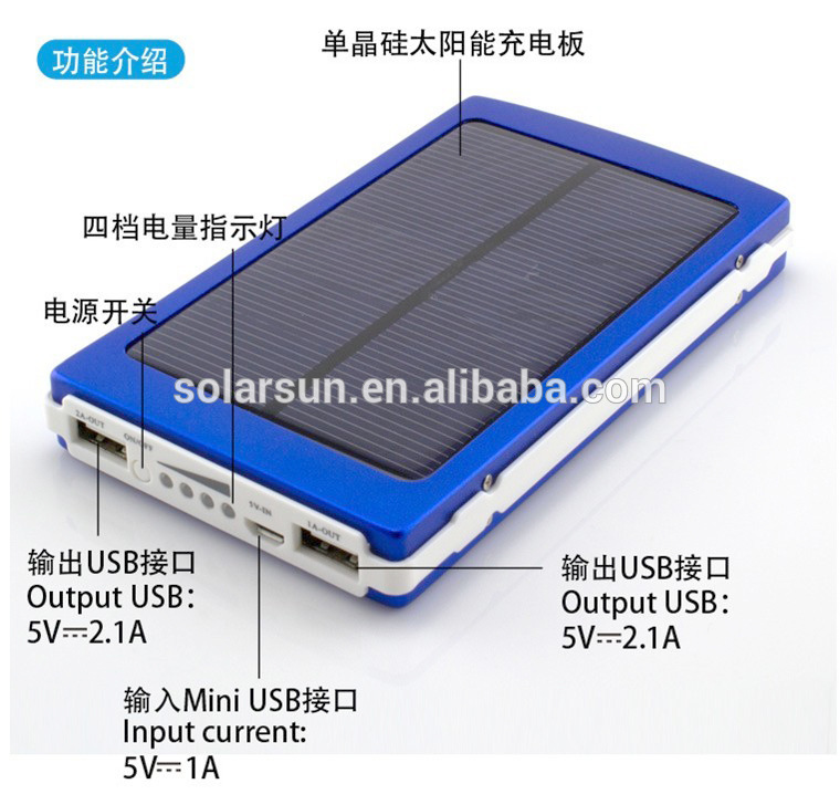 Guangzhou solar power bank OEM solar power bank 10000MAH charging with led light Camping lamp