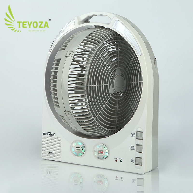12 Inch solar rechargeable fan with light