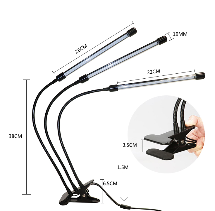 Hot sale led grow lamp 18W 3 head timing set control Led plant Grow Light for indoor plants