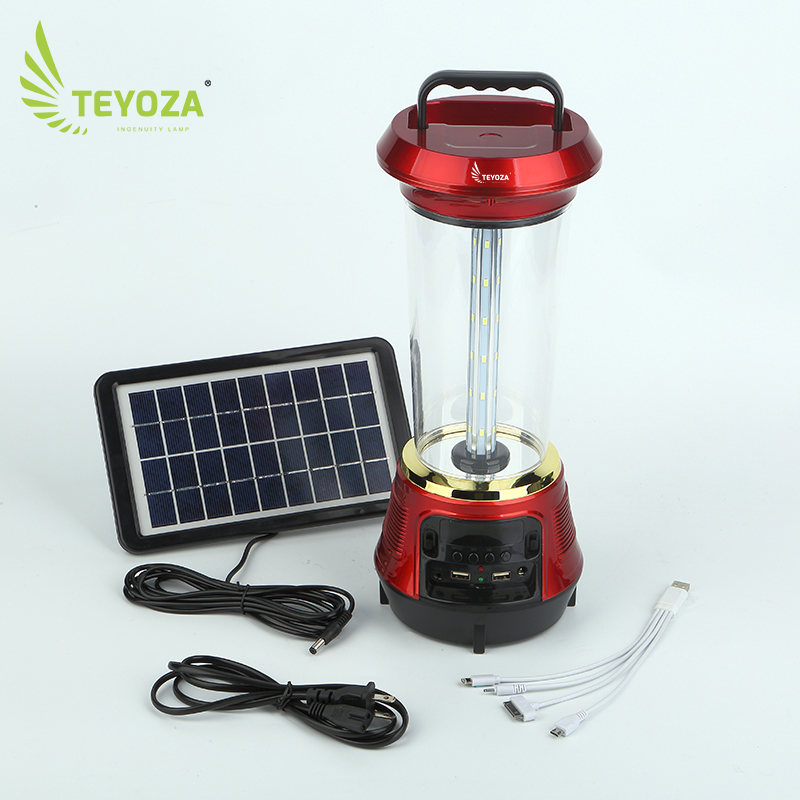 Rechargeable portable led solar camping lantern with phone charger