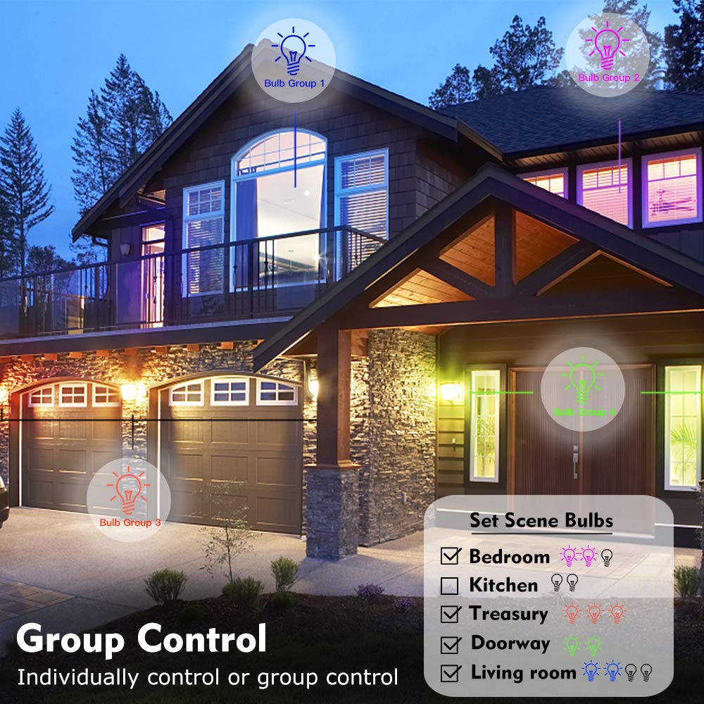 Smart home Bulb,  Led RGBW Bulb E27 WiFi App Control , Compatible with Alexa and Google Home