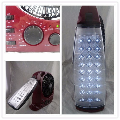 teyoza 8 inch solar rechargeable box fan with LED light and radio