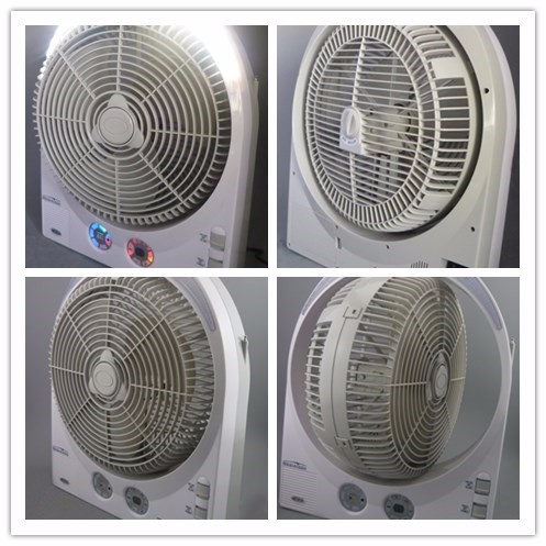 Axial battery operated 6v 12 inch rechargeable fan with light