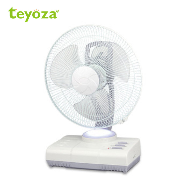 AC/DC 14 Inch Rechargeable Emergency Table Oscillating Fan With LED Light