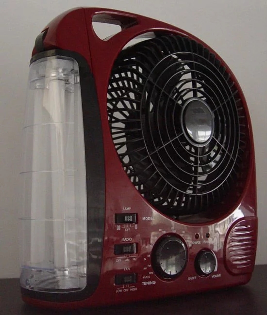 8 Inch Portable Rechargeable Fan with LED Lamp & Radio