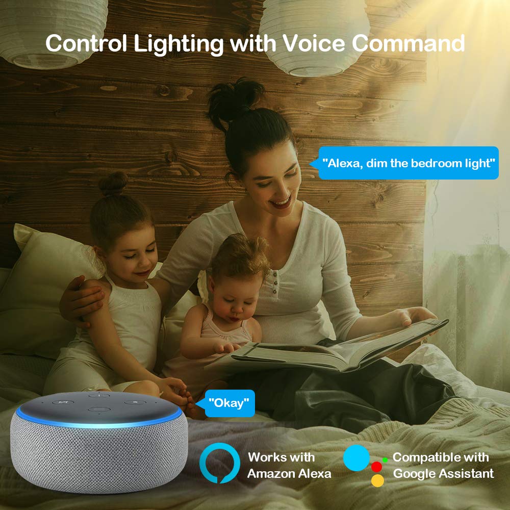 Smart Light Bulb, RGBW Wi-Fi LED Bulb Dimmable Multicolored Lights, Compatible with Alexa and Google Home