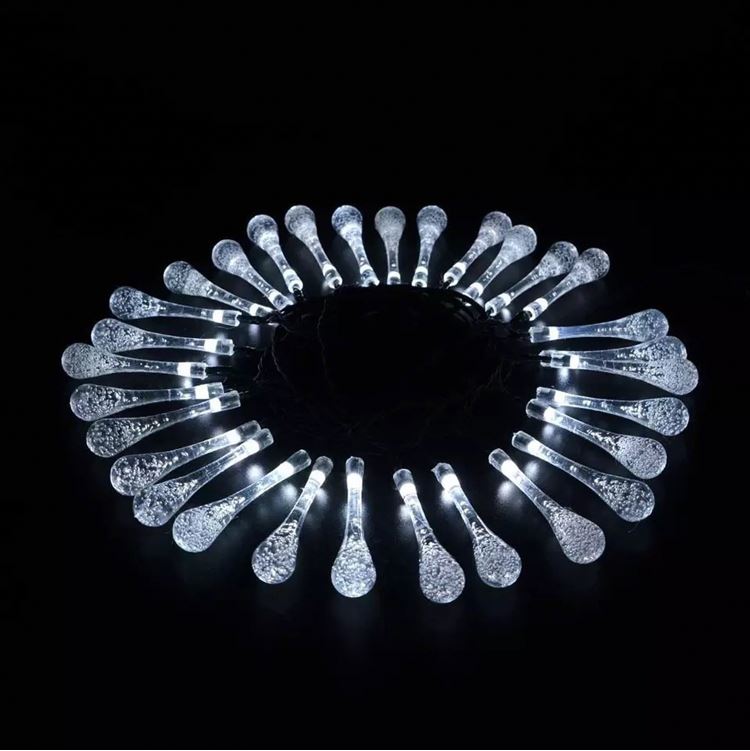 Solar Outdoor String Lights 20ft 30 LED Water Drop Solar String Fairy Waterproof Lights Christmas Lights Solar Powered