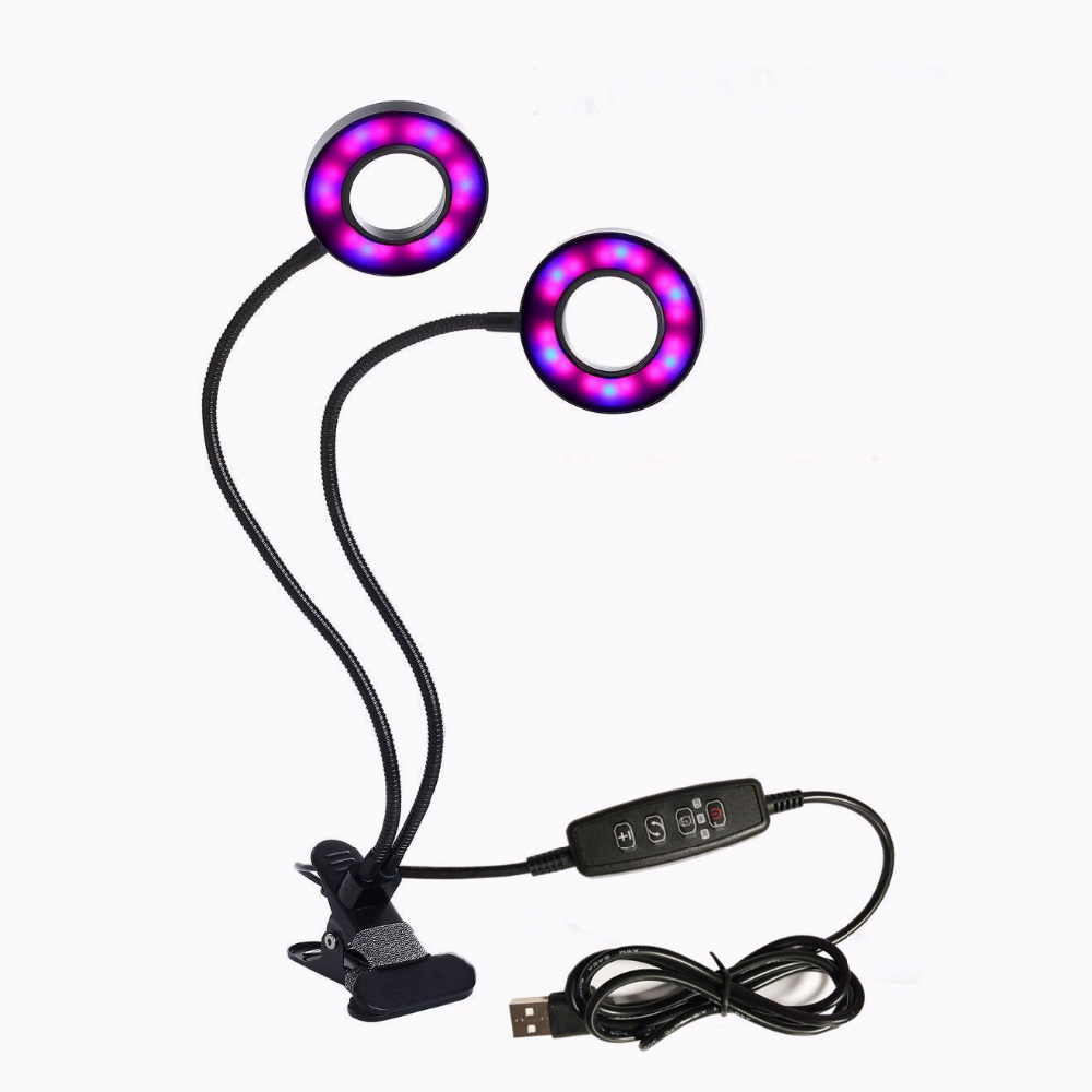 Led Plant Grow Light Full Spectrum, 12W Led Grow Light 2-head adjustable LED Plant Growing lamp