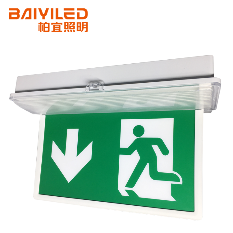 Side Lighting Emergency Led Plate Rechargeable Light Double Sided Exit Sign With Arrow