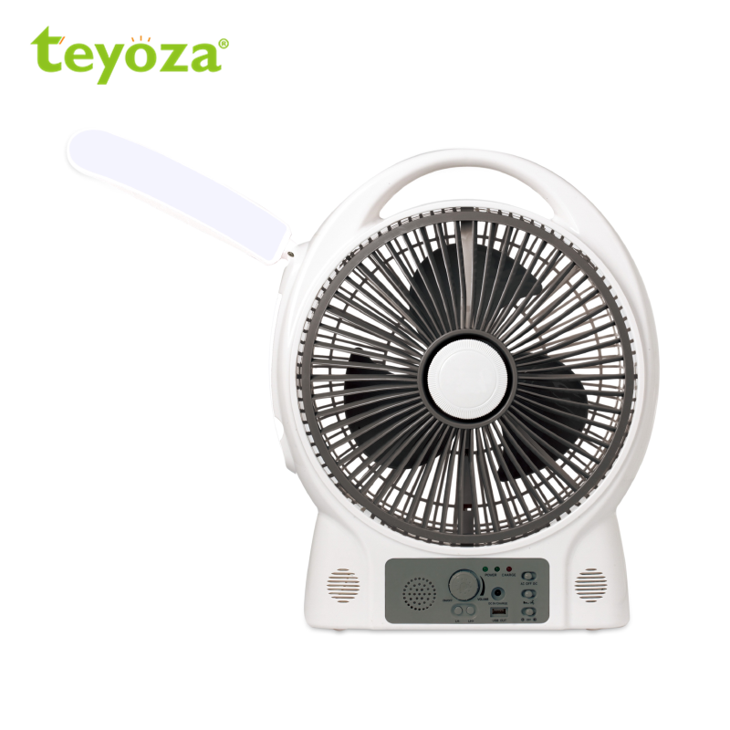 12 Inch Solar Rechargeable Fan with LED light & Power bank