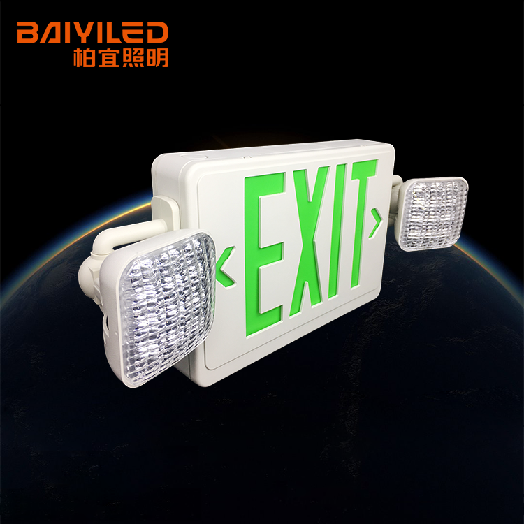 Aluminum Acrylic Fire Light Combo Rechargeable Led Emergency Exit Sign In Green