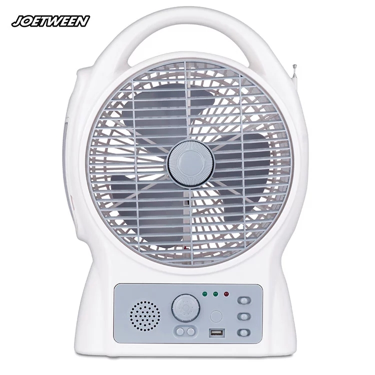 teyoza 8 inch oscillating solar rechargeable fan with LED light and radio
