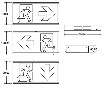 Emergency Battery Powered Ceiling Fitting Board Pvc Led Light Bulb Exit Sign