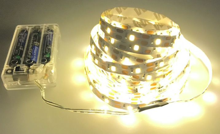 RGB LED Strip Light Tape Flexible Lighting with Remote Battery Powered , 2M 60LEDs 4.5V Waterproof 5050 Black PCB