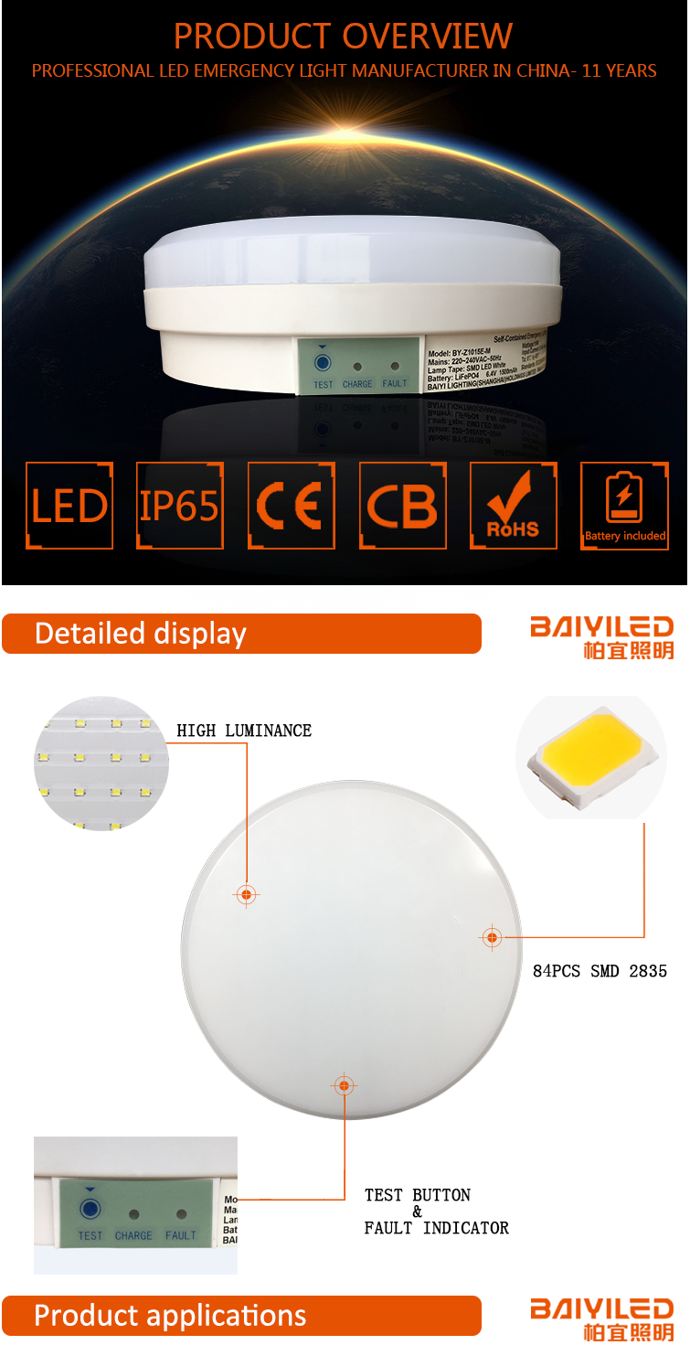 Ip65 Fluorescent Emergency Light Led Lamp Industrial 2d Ce Bulkhead light