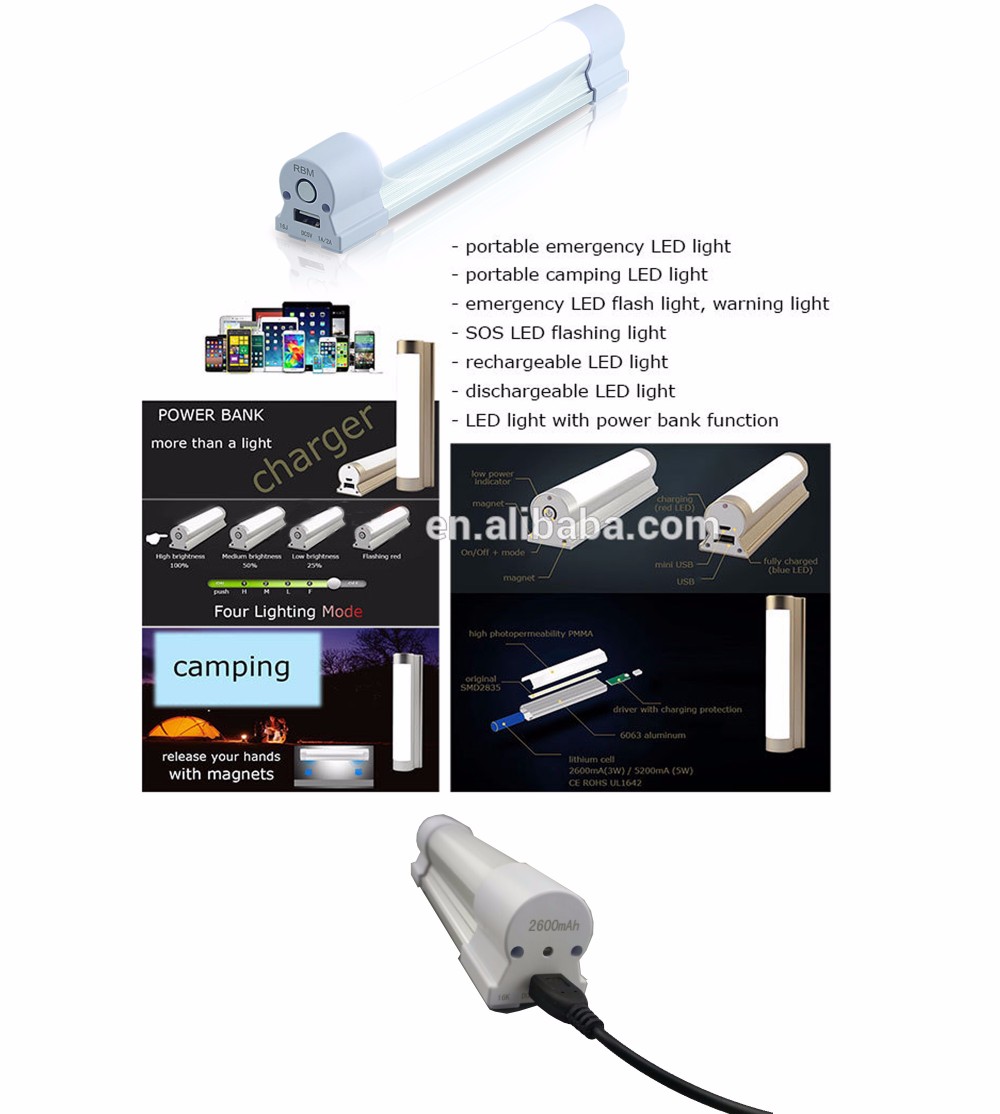 Teyoza Li-ion battery aluminum alloy body emergency led camping light with usb interface