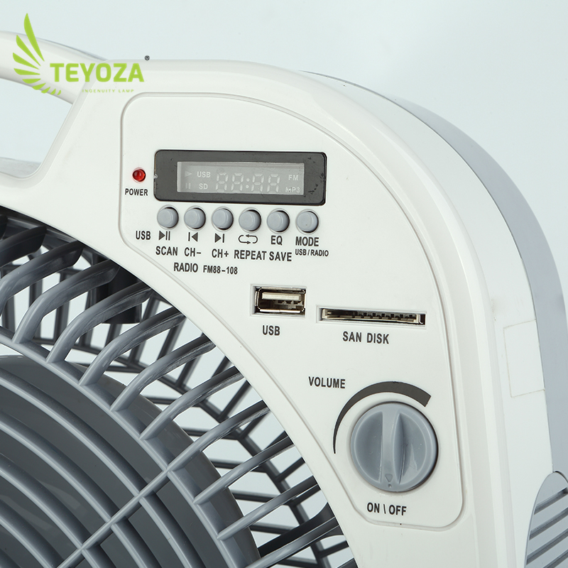 12 Inch ac dc rechargeable table fan with LED lamp