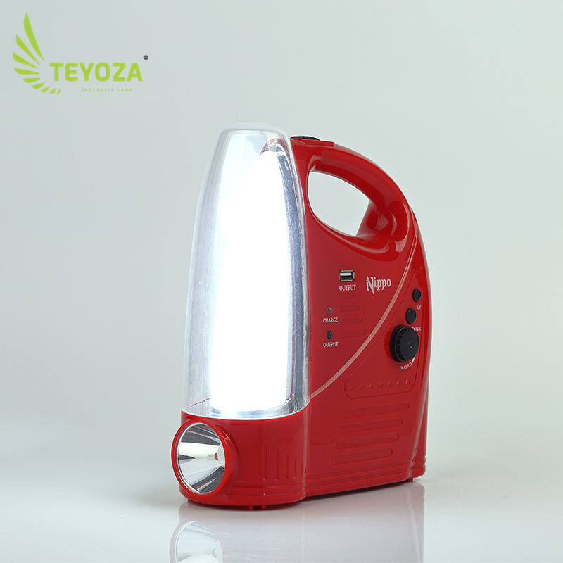 Teyoza Cheapest good quality AC/DC  battery camping led lantern light  with FM radio and solar panel