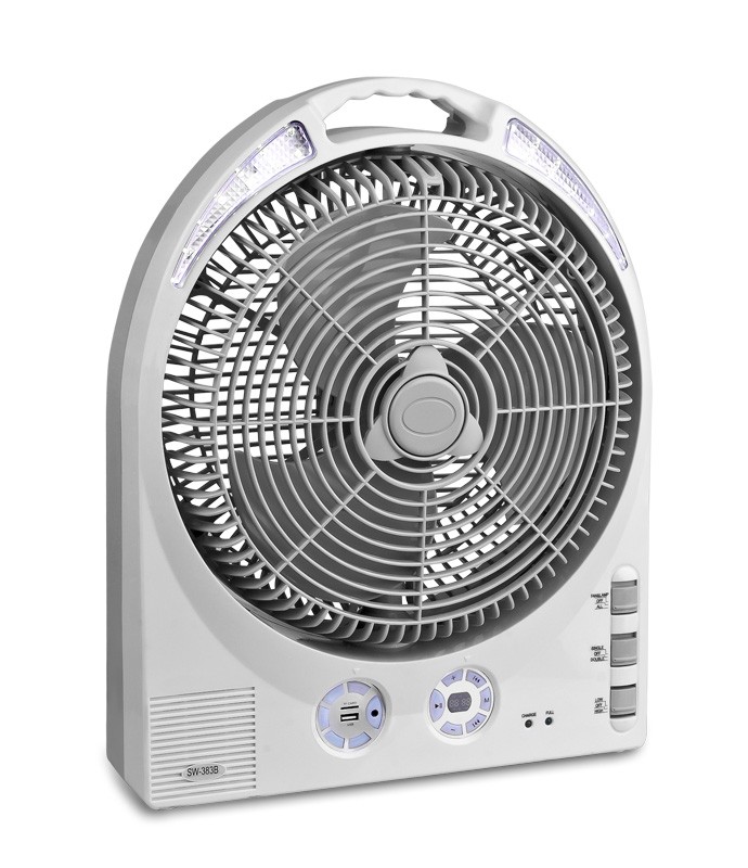 12 Inch Rechargeable Fan with LED Lamp & Bluetooth Media System