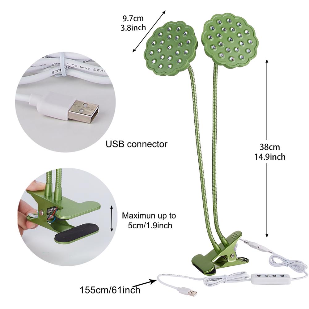 New design  LED grow lights two head 20W LED plant lamp for greenhouse