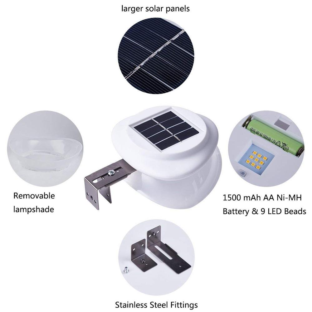 Outdoor Waterproof led Security Lighting 9 LED fence light Solar Gutter Lights