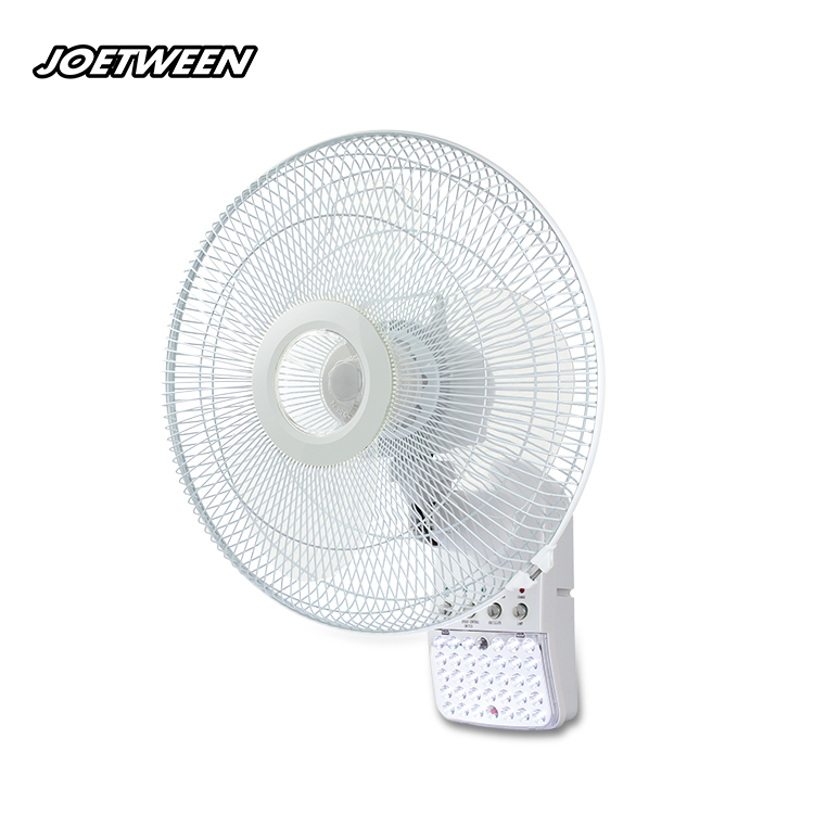Battery powered rechargeable led light wall fan electric