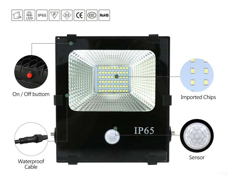High lumen security professional solar powered led 30w flood light