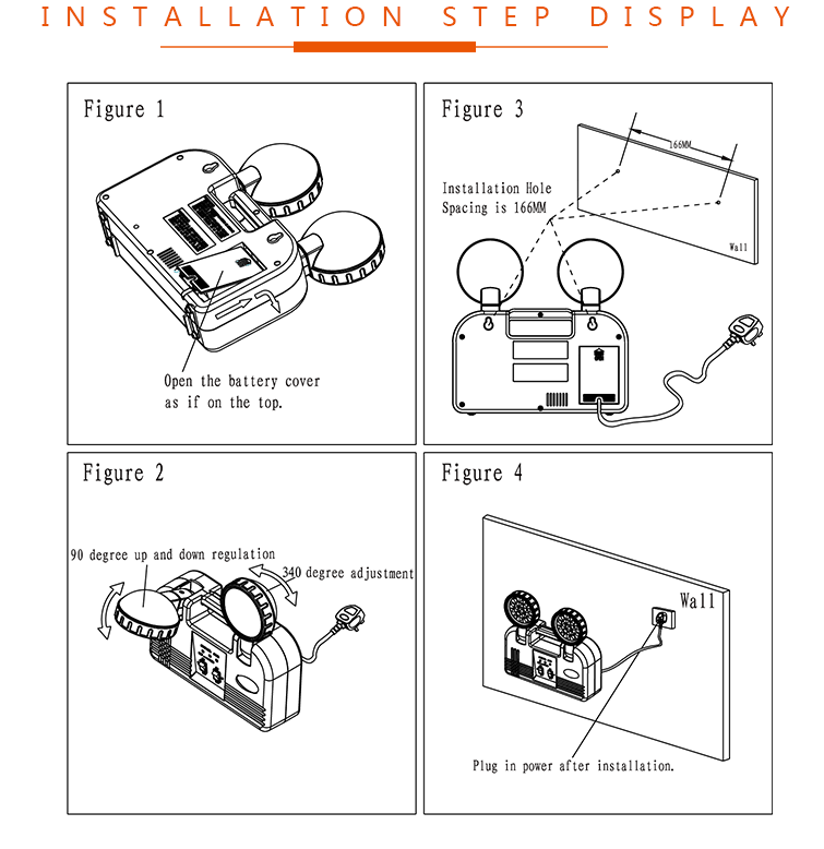 Ip65 Emergency Lamp Non Maintained Two Head Exit Twin Spot Professional Led Light