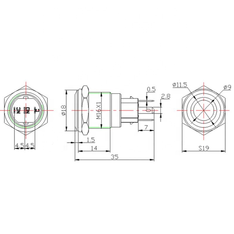 5V 12V 24V 220V Metal push button switch with light 16mm flat head self-reset Momentary Push Button waterproof LED metal switch