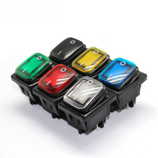 30A 250V Heavy Duty 4 pin DPST IP67 Sealed Waterproof t85 Auto Boat Marine Rocker Switch with LED 12V 24V 110V 220V
