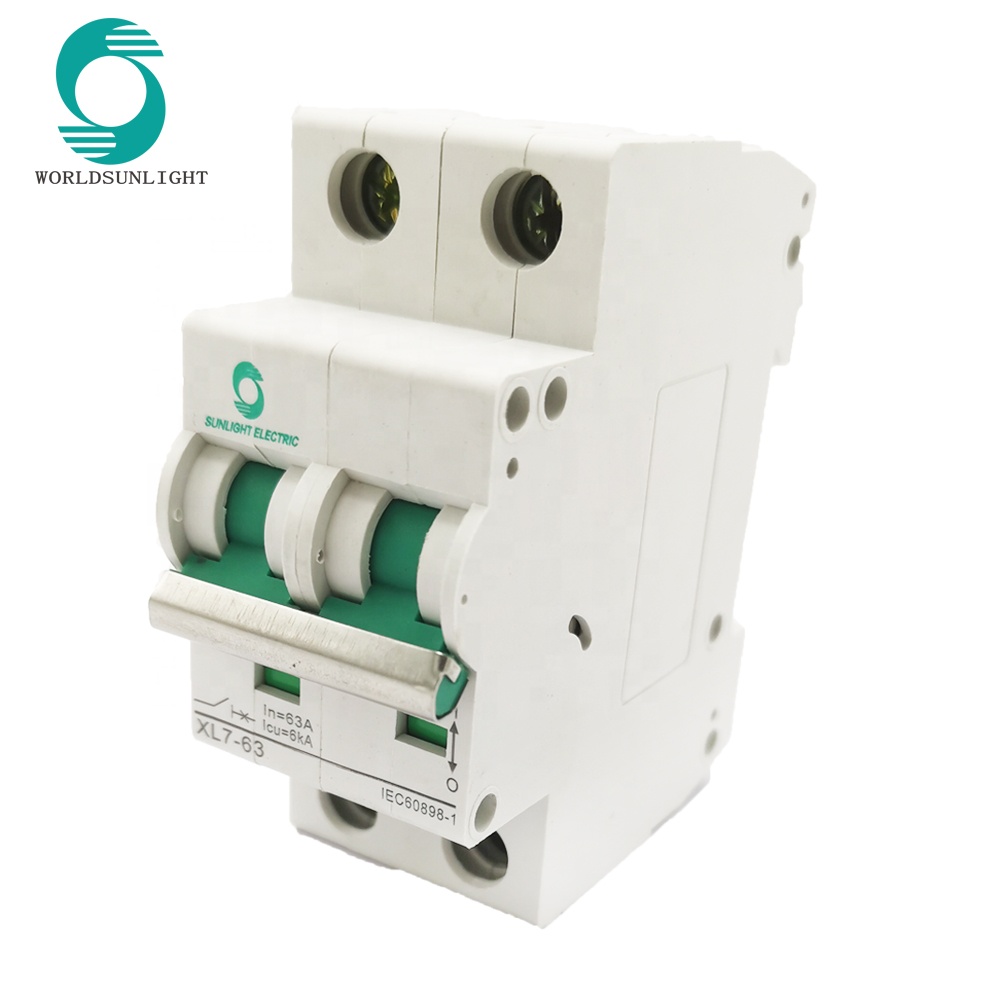 XL7-63C63 ac C Type L7 type 63a 400v 2 pole mcb Mini miniature circuit breaker