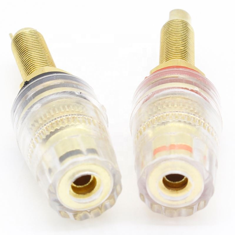Brass Crystal Binding Post for Thread Audio Speaker Amplifier 4mm Banana Plug Terminals Connector Black & Red