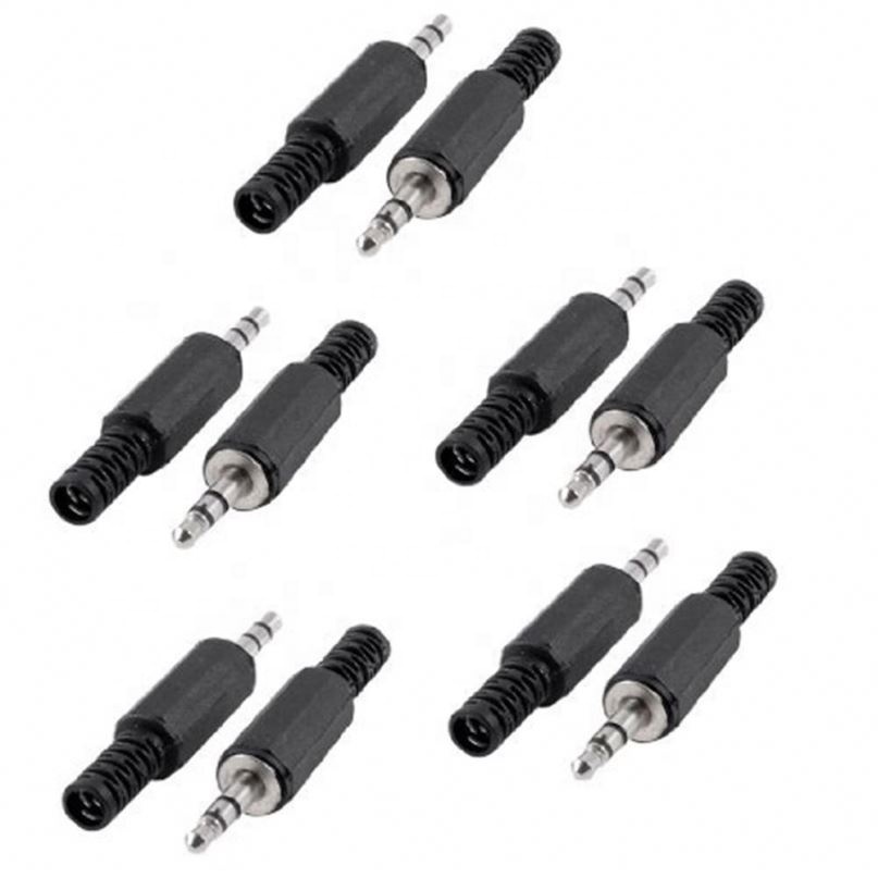 Black Plastic Housing 3.5mm Audio Jack Plug Headphone Connector High Quality