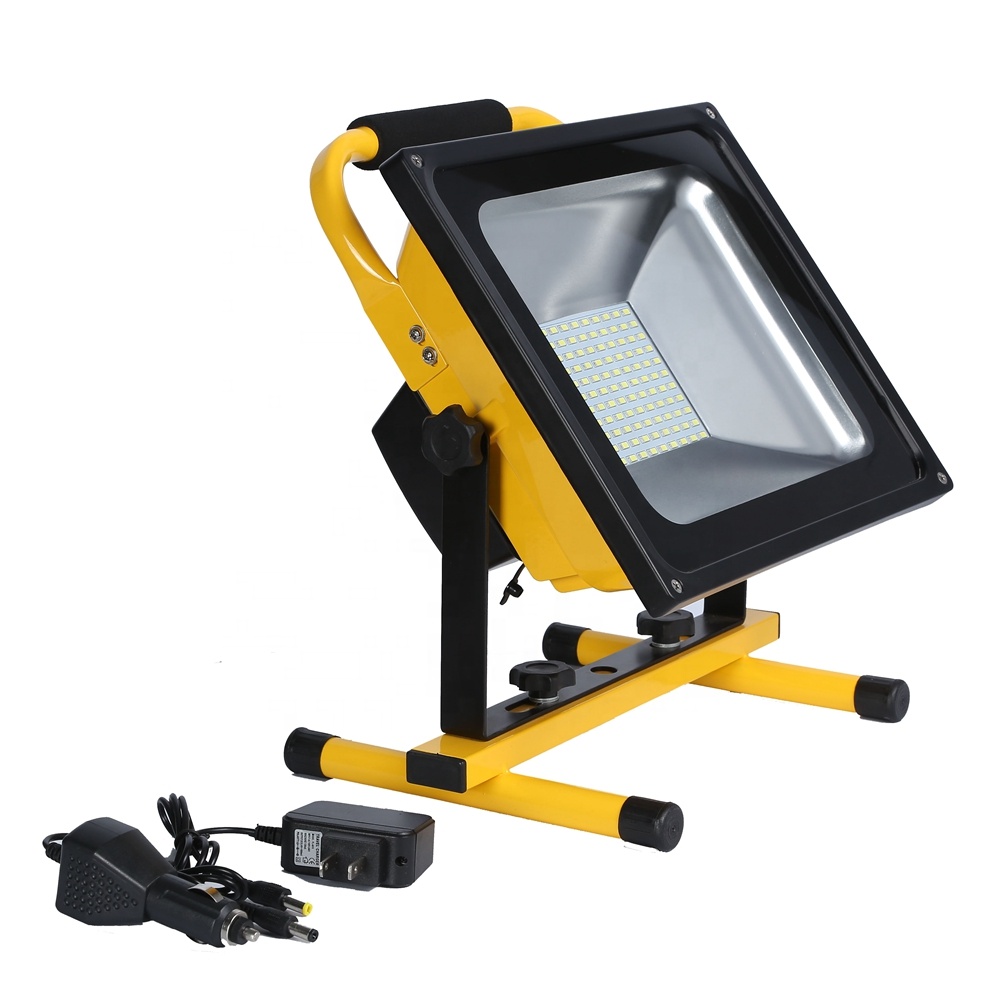 Wholesale SMD Aluminum 50W led flood light rechargeable led work light with DC charging and Car charging
