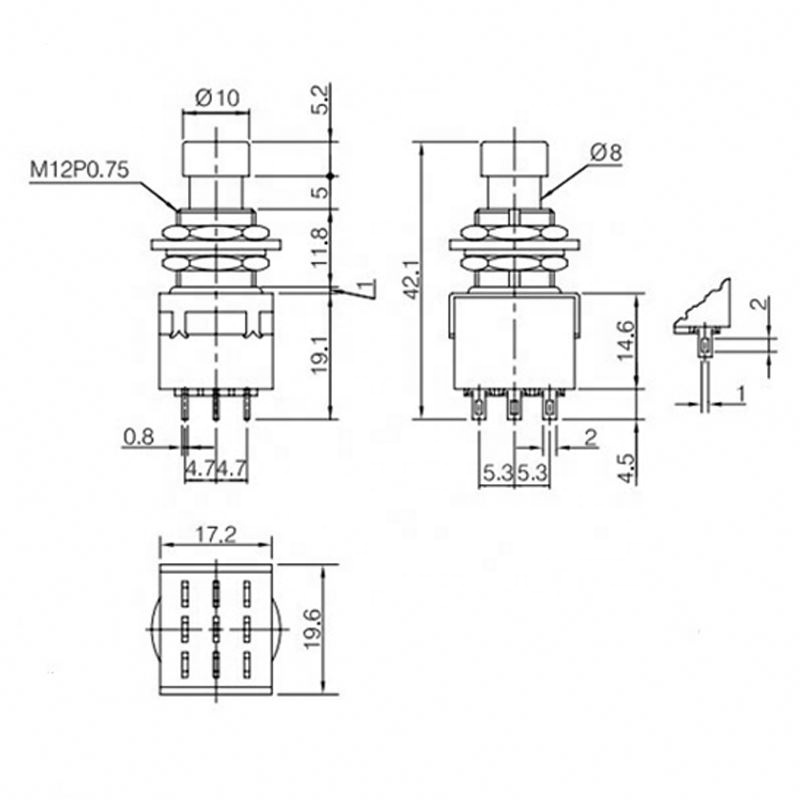 3PDT 9 pins Guitar Effects push button Switch foot pedal switches guitar switch