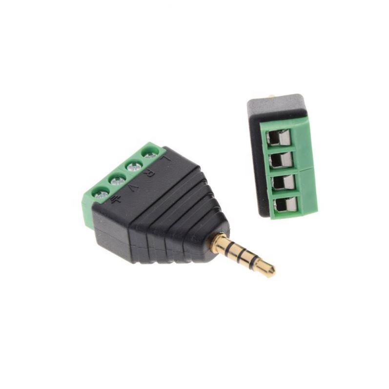 3.5mm Stereo Male Plug To AV Screw Video Balun Terminal Jack 3.5 Mm Male 4 Pin Terminal Block Plug Connector