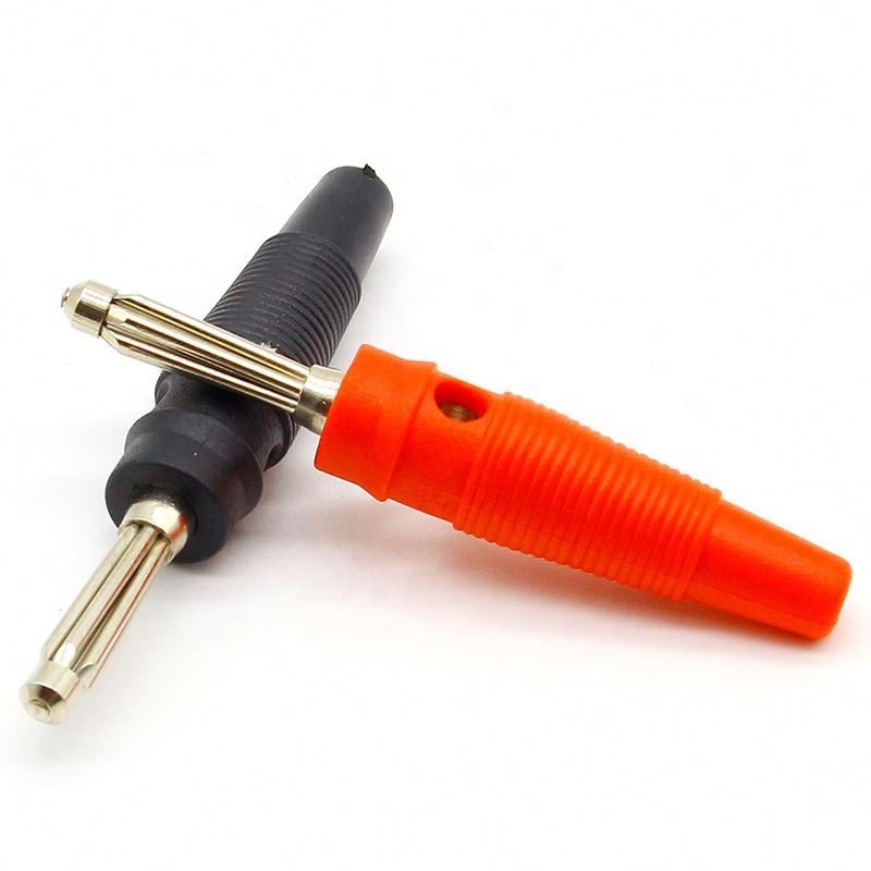 Red and Black 4mm Solderless Side Stackable Banana Plug Connector Coppele