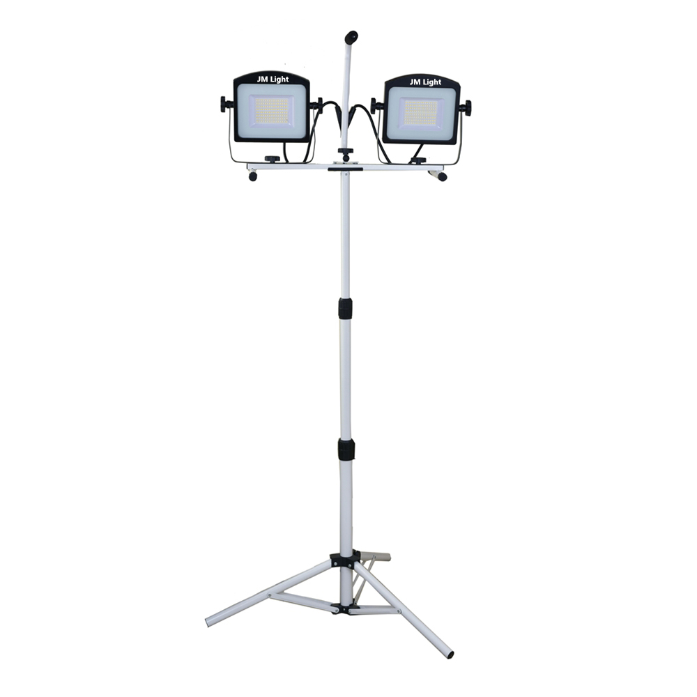14000 lumen Portable led dual head led tripod work light on Steel Tripod 140-watt led flood lights with printed logo
