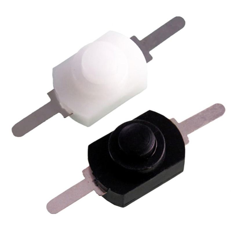 1A 30V DC 250V White/Black Latching On Off Mini Torch Push Button Switch