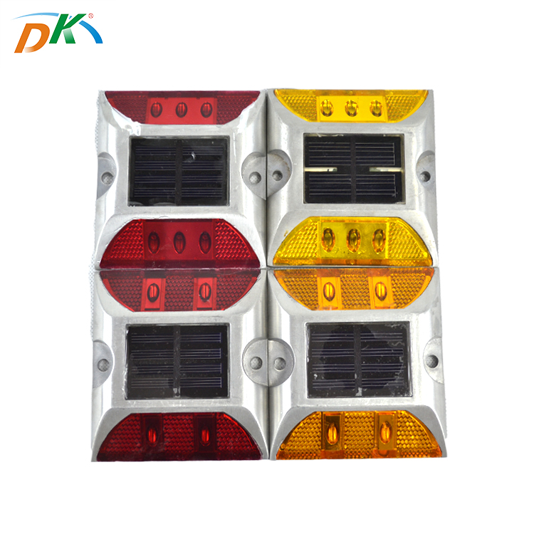 DK Led aluminum material 6 leds solar power panel cat eyes road stud light