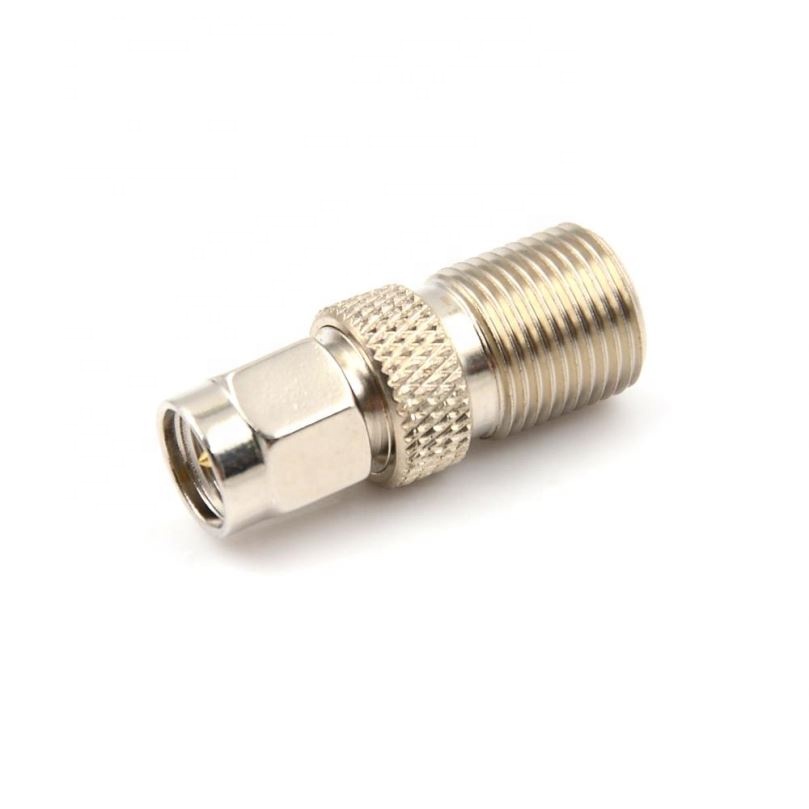 F Type Female To SMA Male Plug Coaxial Adapter Connector Silver Tone SMA RF Coax Connector Plug