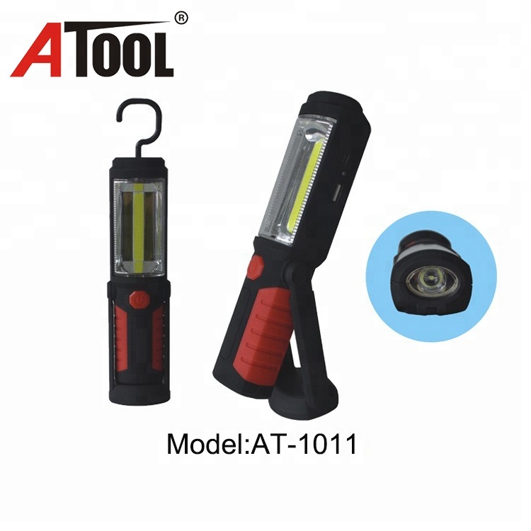 Portable strong magnet dry battery operated 3W COB led work light with hook