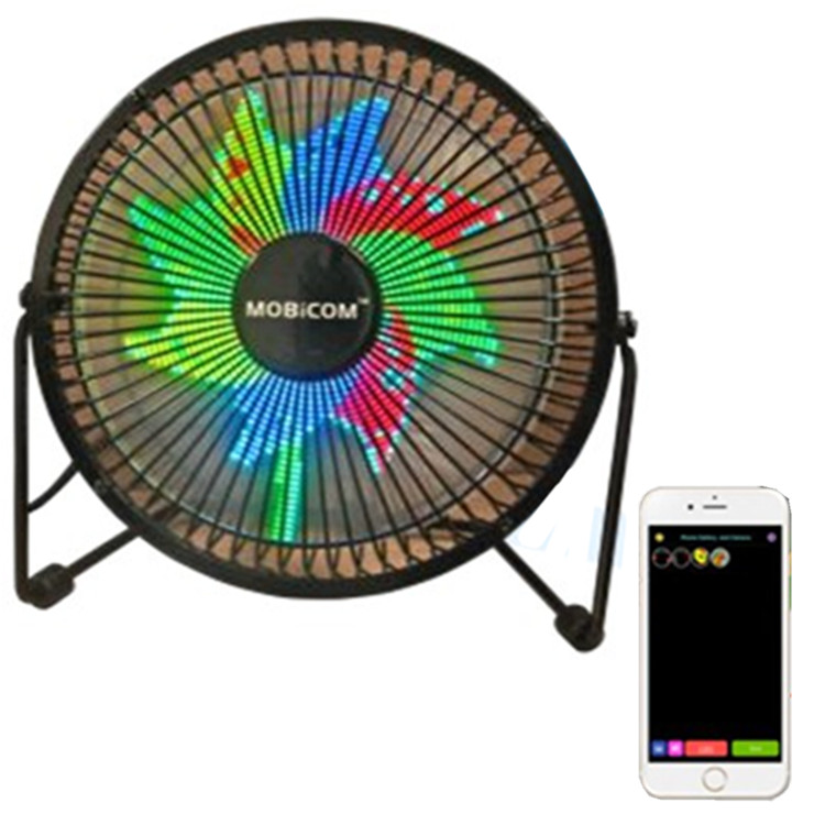 6 inch iron frame light fan mobile phone Bluetooth connection programming fan fashion gift clock flash fan