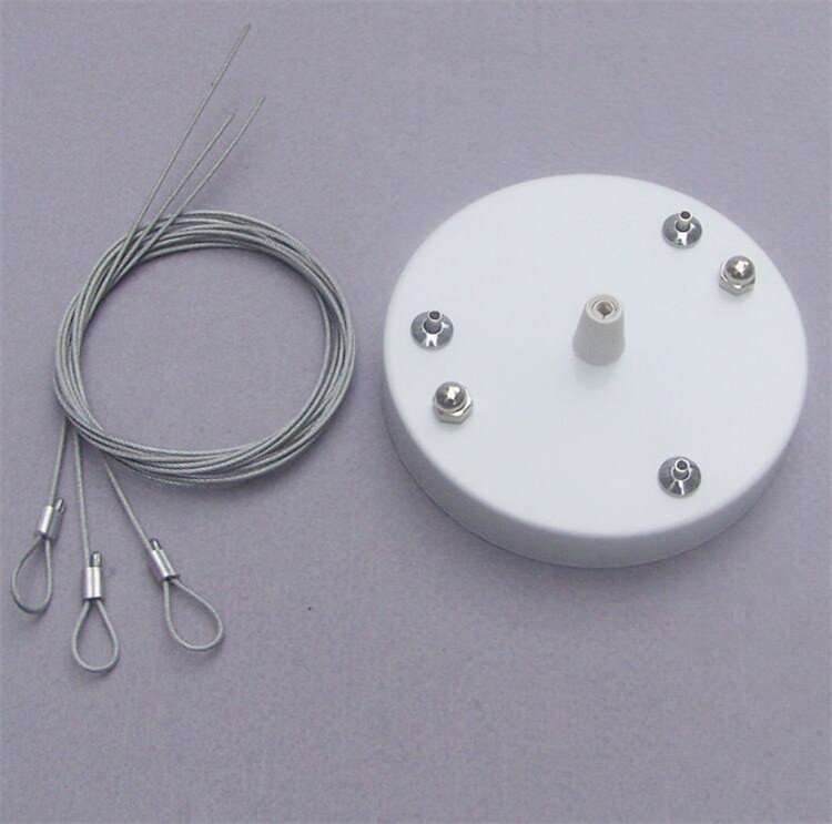 Chrome white Ceiling plate lamp base pendant lighting chassis with 1.5meter Steel wire rope bearing light fittings